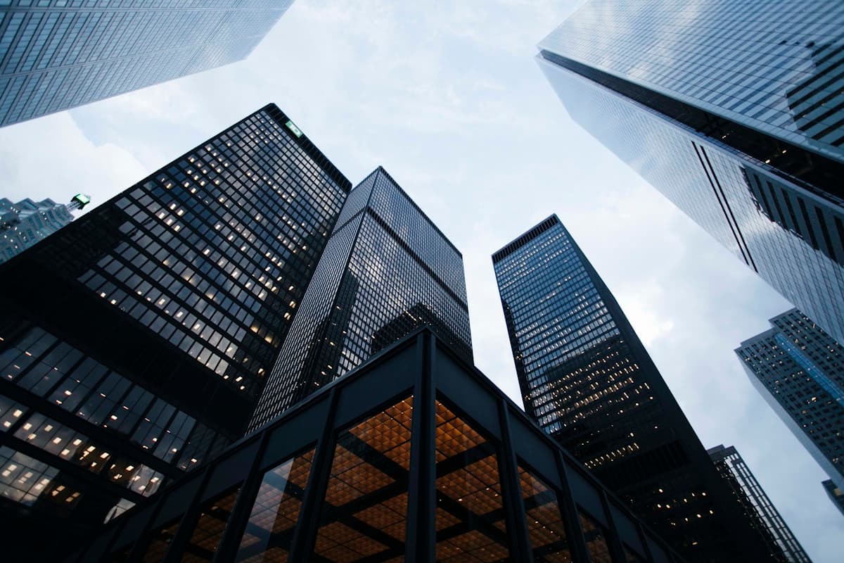 Modern glass office building exterior